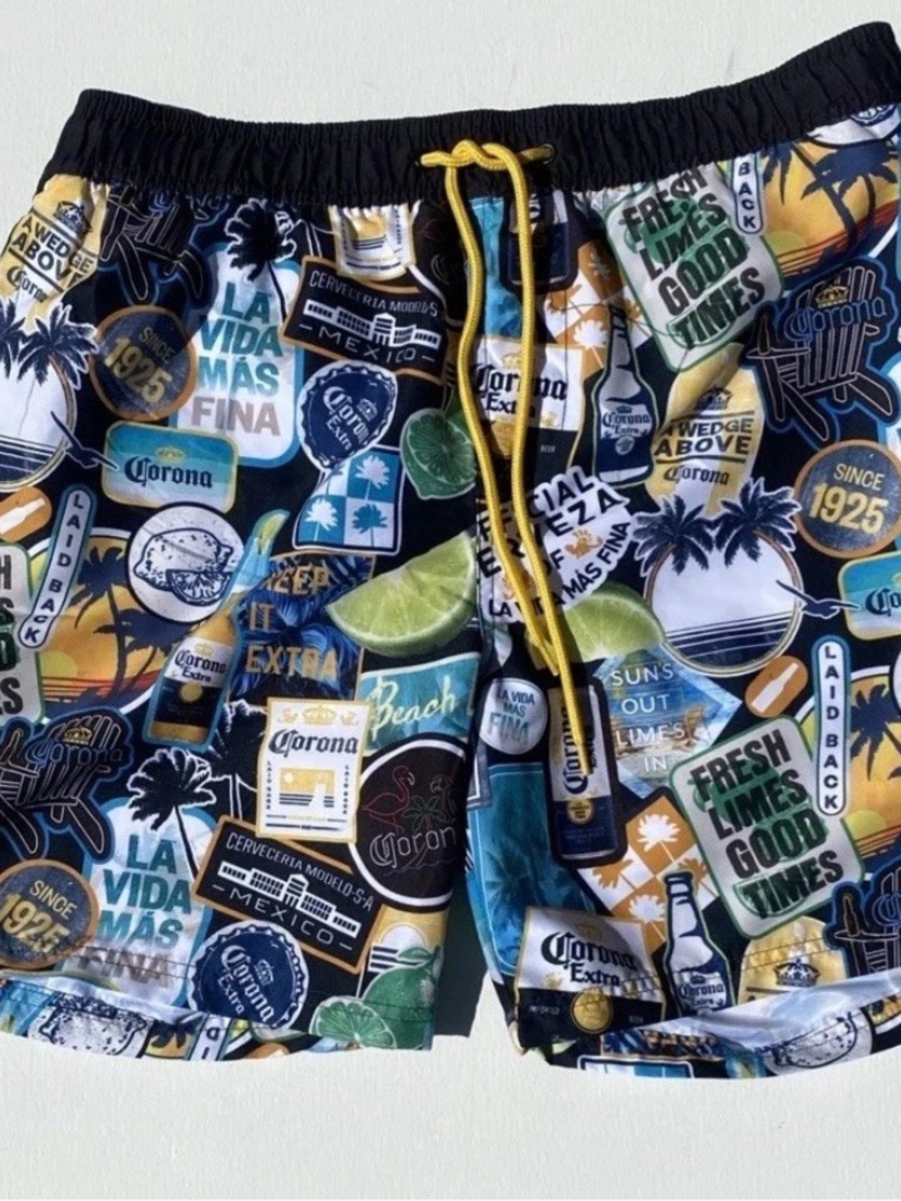 Corona Extra Lined Size Medium Swim Trunks with Drawstring